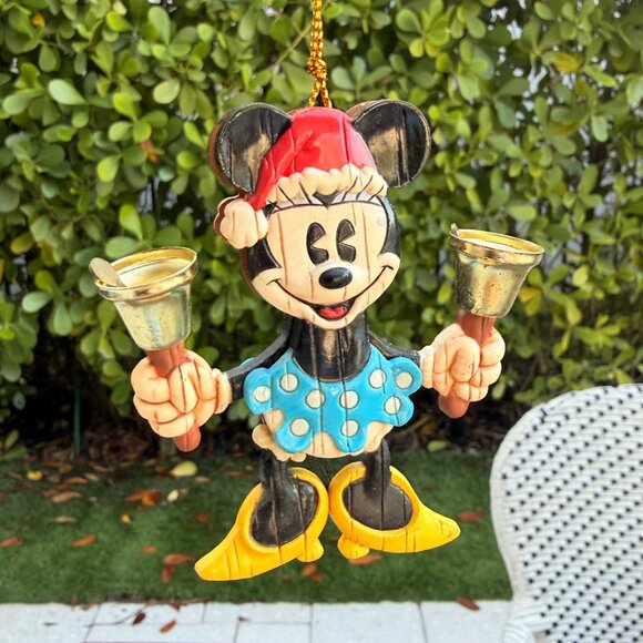 Hallmark Ornament Mickey & Minnie Mouse 2001 & 2002 Bell Ringing Santa Playful - Picture 2 of 8